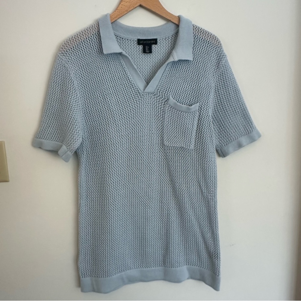 Art of Rhetoric Blue Mesh Knit Shirt Dress
